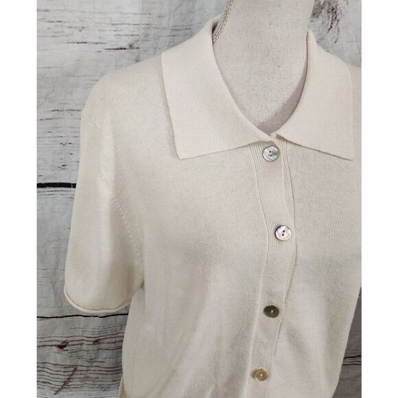 CRUSH Silk Cashmere Button Front Short Seeve Sweater Size Small - Picture 4 of 6